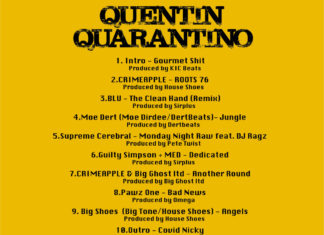 Hip Hop Craft Presents “Quentin Quarantino”(Album)ft. Crimeapple, Supreme Cerebral, Pawz One, Blu, Guilty Simpson, etc.