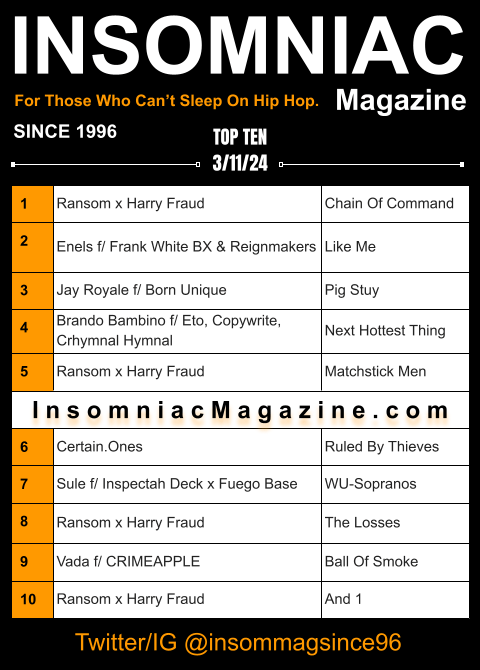 Insomniac Magazine’s Weekly Hip Hop Top Ten 3/11/24
