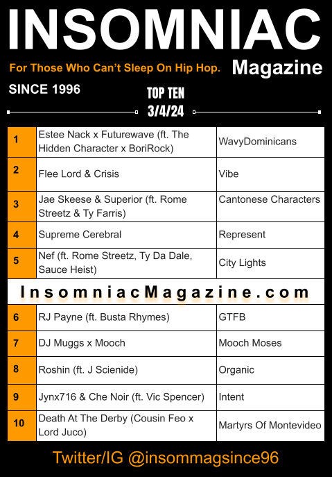 Insomniac Magazine’s Weekly Hip Hop Top Ten (3/4/24)